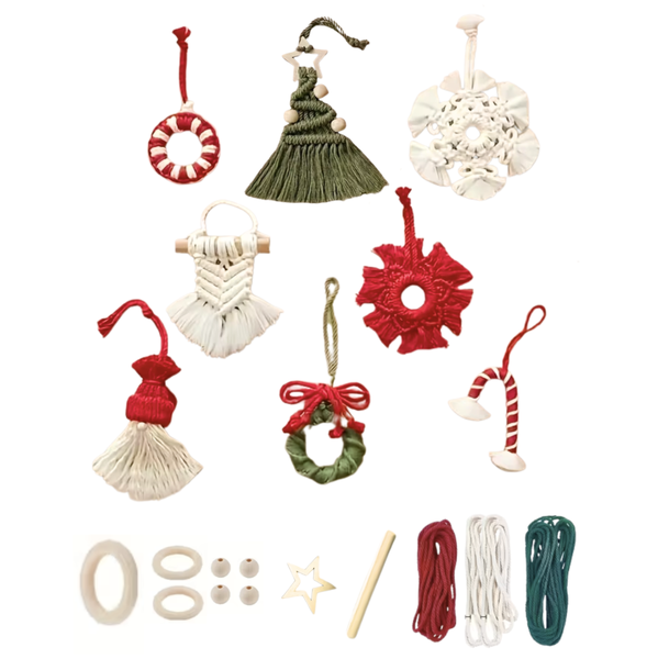 DIY Macrame Christmas Decoration Kit - Mixed Ornament Set