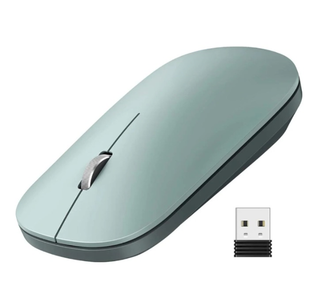Travel-Friendly 2.4GHz Green Wireless Mouse - Slim Design, Long Battery