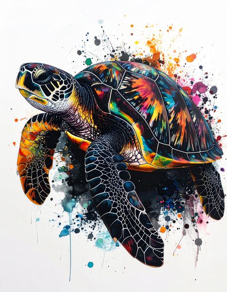 Canvas Wall Art Home Decor - sea turtle blending