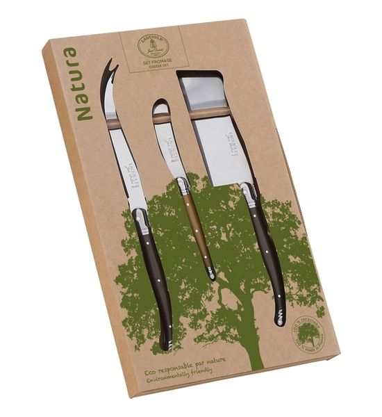 Laguiole By Jean Dubost 3 Piece Cheese Set Natural Eco Mix