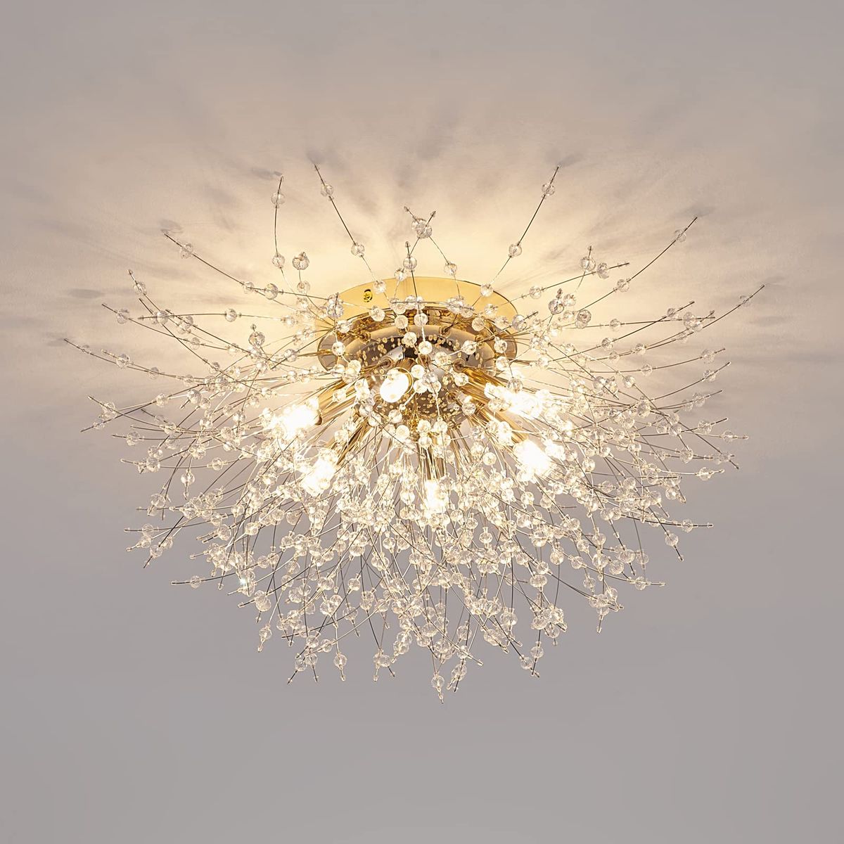 Luxury Crystal Firework Ceiling Light - Modern Flush Mount Chandelier