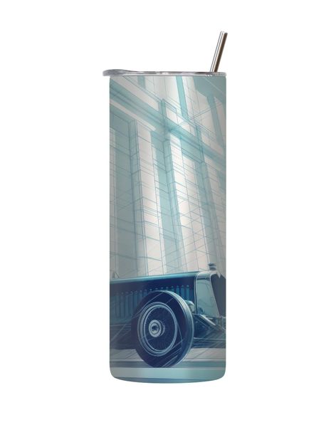 Virtual 20 Oz Tumbler with Lid Straw Trendy Old Vintage Car Graphic Gift211