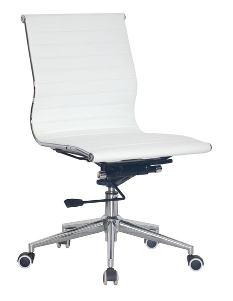 TOCC Ribbed Medium Back Office Chair - No Arms - White