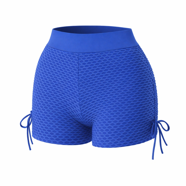 Women's High-Waist Textured Gym Shorts - Royal Blue