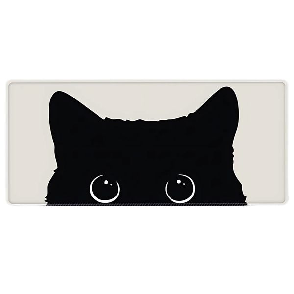 Large Cat Mousepad, Cute Black Cat Mousepad Design, Non-Slip