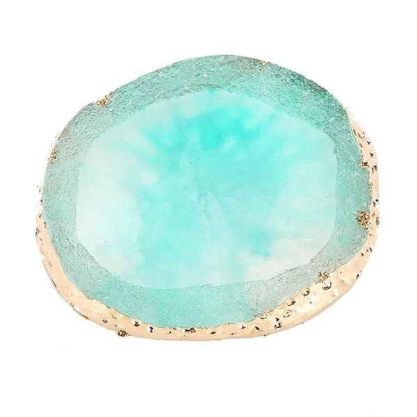 Resin Nail Art Palette Color Dish Golden Edge Manicure DIY Tool Green