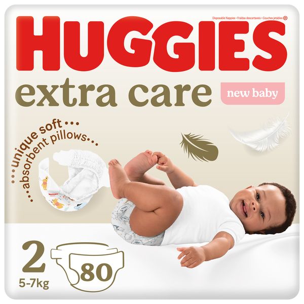 Huggies Extra Care - Size 2 New Baby (5-7kg) 80s
