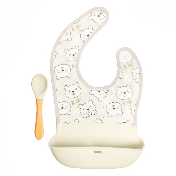 SQUIGGLE Baby Catcher Bib &amp; Spoon Set - Fun, Practical &amp; Mess-Free