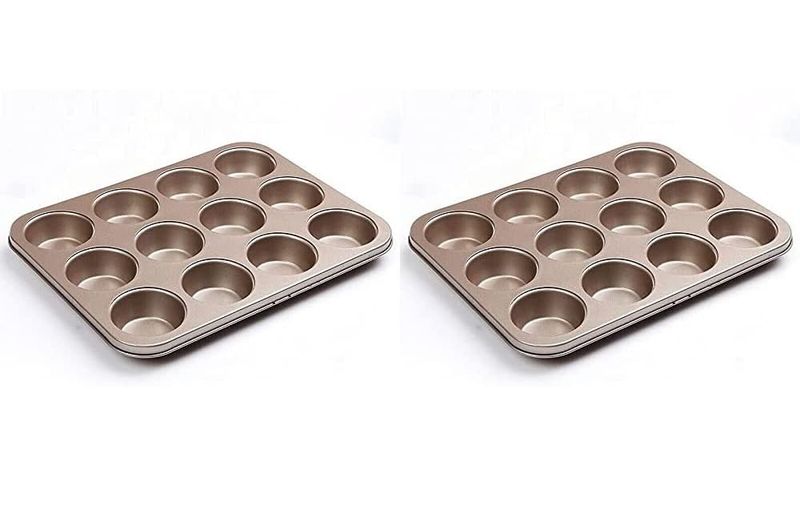 Set of 2 Nonstick Coated Muffin Pan 12 Cups