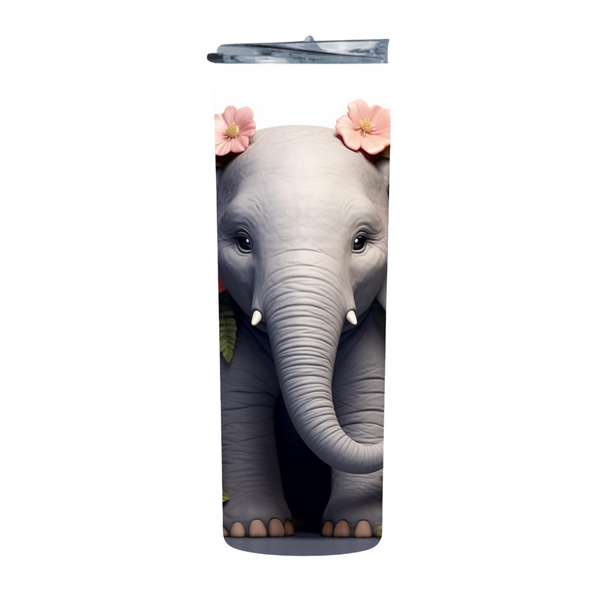 Floral Baby 3D Image Elaphant 2 20 Oz Straight Skinny Tumbler 238