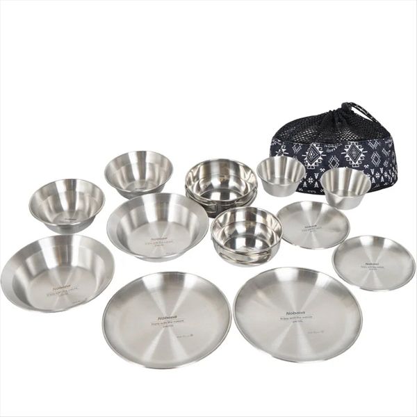 12 Pcs Outdoor Tableware Set Camping Tableware Home Dining Bowl Plate