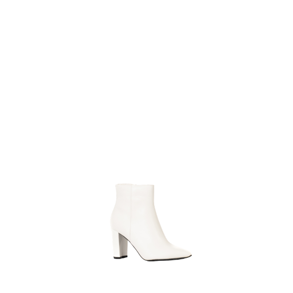 LaMara Paris Women's Sleek Pointed Ankle Boots, Elegant Block Heel White