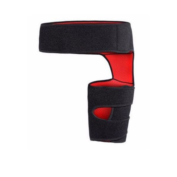 Hip and thigh protection belt-black on the outside and red on the inside