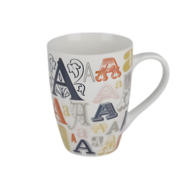 Daily Tall Ceramic Mug - Letter (400ml) - Stylish Alphabet Coffee Mug