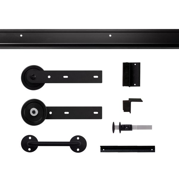 Barn Style Sliding Door Track Set With Handles Black