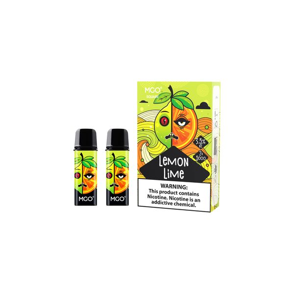 MGO Lemon Lime 5000 Puffs Vape Pods x 2 - Compatible MGO M20 Vape Kit