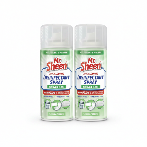 Mr Sheen Disinfectant Spray 500ml - Surface &amp; Air, Country Meadow - 2 Pack