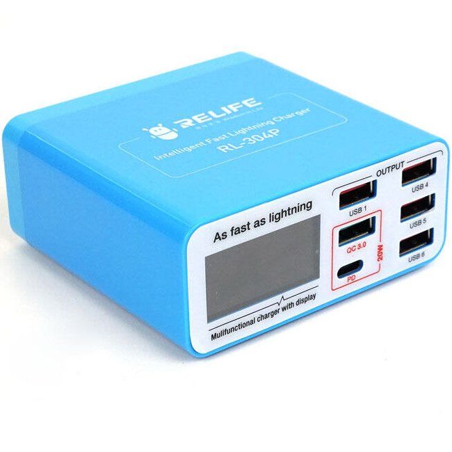RELIFE Smart 6port digital display lightning charger for IP/HW/VI/OP