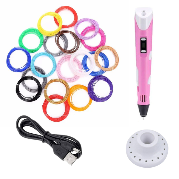 3D Pen Combo Kit Printer W/ 20x10M Colours 200M 1.75MM Filament Refill Set