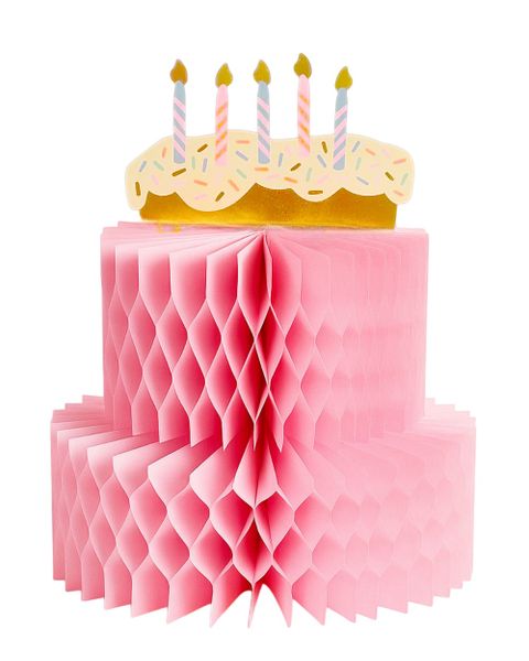 Fluffy pink honeycomb makes the cake sparkle, + Paper Candles (1 pc)