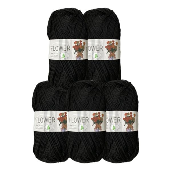Double Knitting Polyester Yarn 100g (Pack of 5) Black