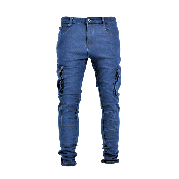 Men's Deep Indigo Utility Slim Fit Cargo Jeans