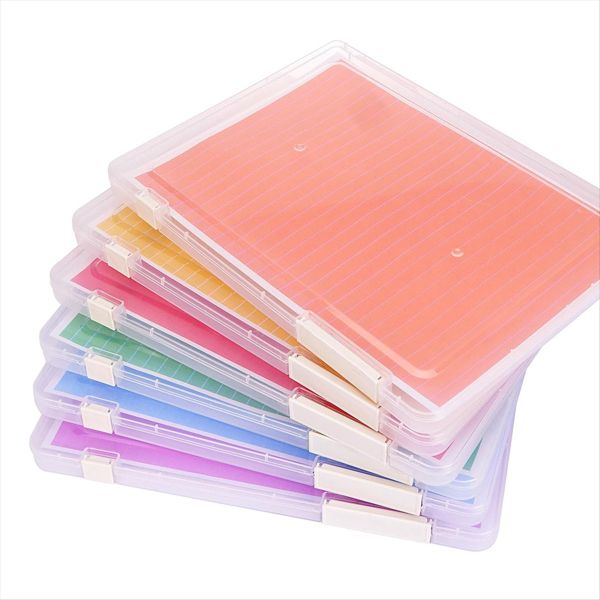Plastic File Storage Box, 6 Pack A4 Paper Storage Boxes with Two Types of L