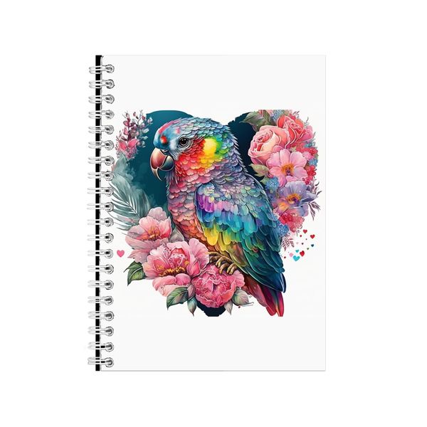 Parrot 3 Watercolor Heart Notebook Animal Gift Idea Notepad Pad 118
