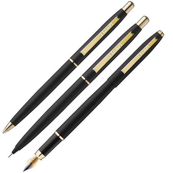 Luxor Matt Black &amp; Gold 3Pcs Gift Set. (8211)