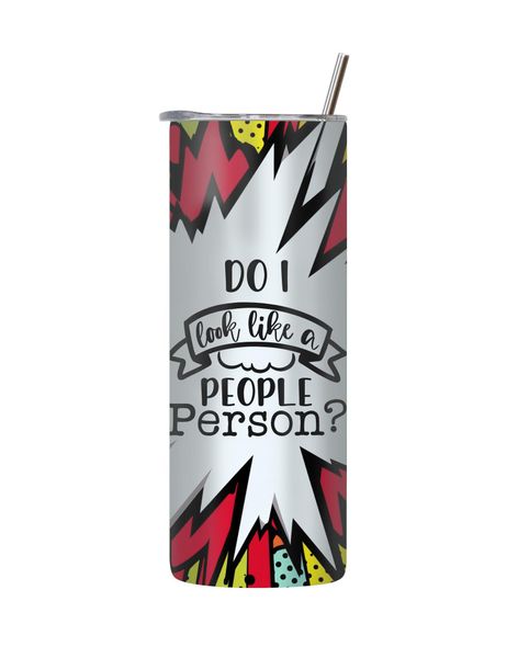 People Person 20 Oz Tumbler with Lid and Straw Comic Saying Graphic Gift212