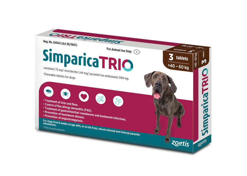 Simparica Trio 40.1 - 60kg (Ticks, Fleas and Deworming)