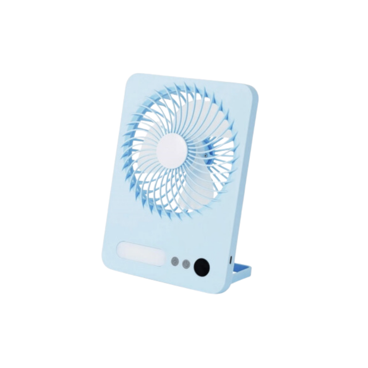 USB chargeable Fan with Light Dual Functionality and Portable Design - Blue