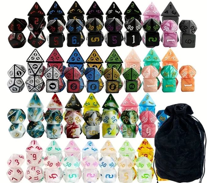 Mixed Color Polyhedral Dice Set for DND and RPG Games - 210 Pieces