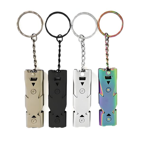 4 Pcs Survival Whistle Emergency Whistle Double Tubes Whistle with Keychain