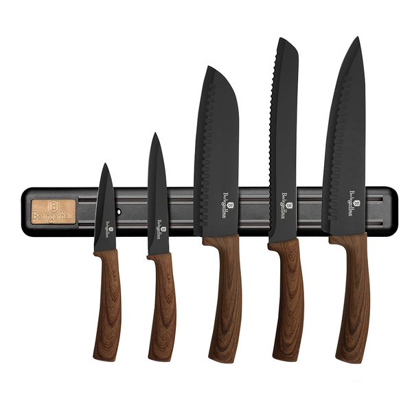 Berlinger Haus 6 Piece Knife Set with Magnetic Hanger - Wood