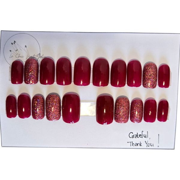 Press on nails - medium square set - Red