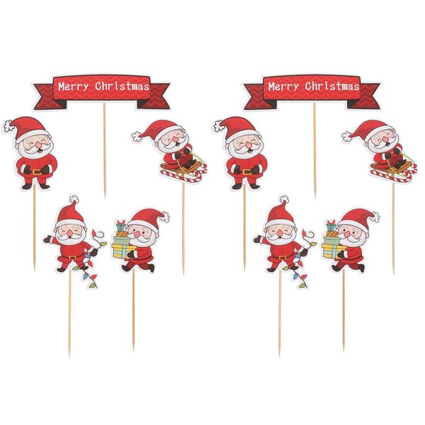 Christmas Santa Cake &amp; Cupcake Decor Pick Toppers - 10 Piece