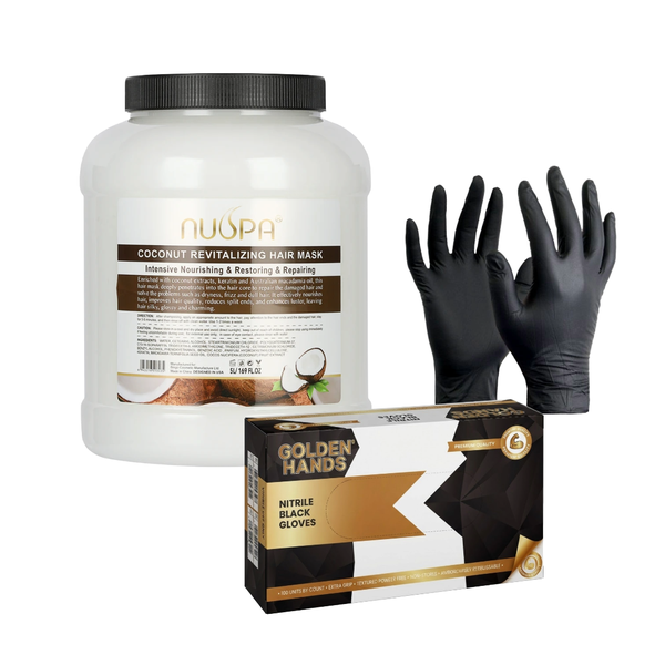 NUSPA Coconut Revitalizing Hair Mask 5L &amp; 100 Black Nitrile Gloves (small)