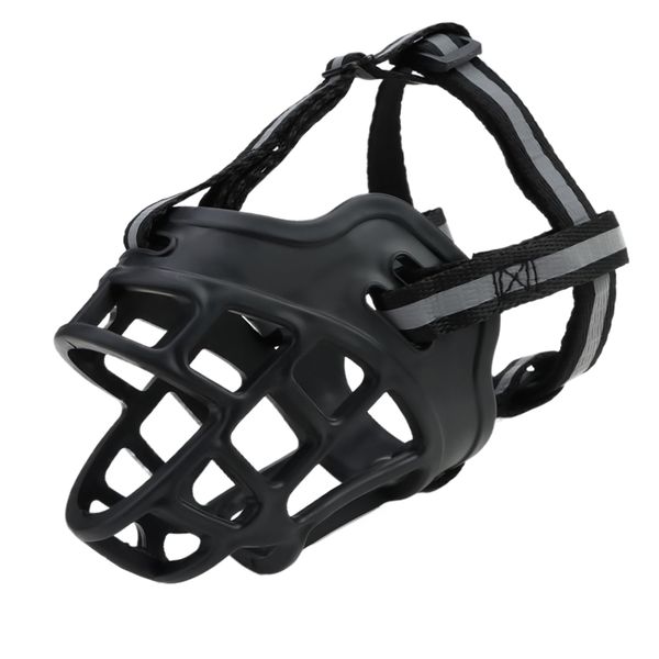 Reflective Black Dog Muzzle Breathable and Adjustable Straps Pet Muzzle