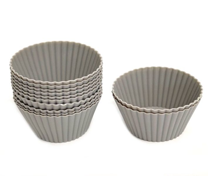 PH Home - Silicone Medium Cupcake Moulds S/12 Round Shape Grey