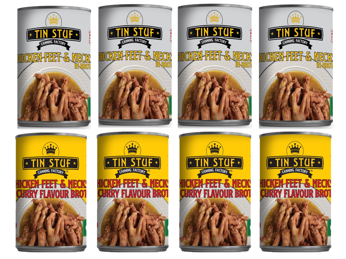 TIN STUF Chicken Feet And Necks Combo Bulk Value Pack 24 X 400g 