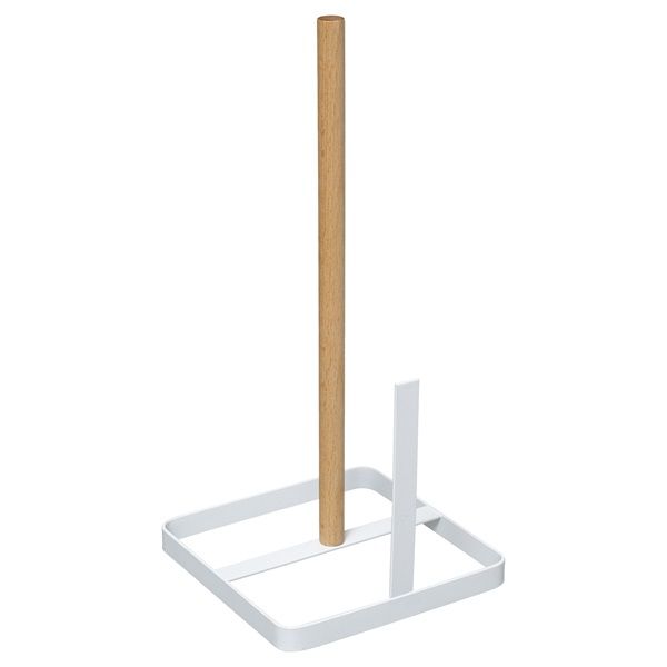 Bamboo Kitchen Servitten Roll Holder with White Steel Foot 30x15cm