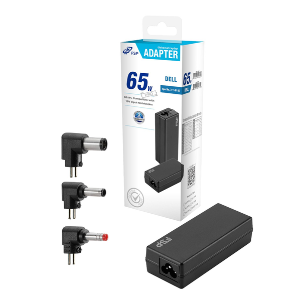 FSP PRO 65W Universal Laptop Adapter for Asus - DC Plug, Black, 1.5m Cable