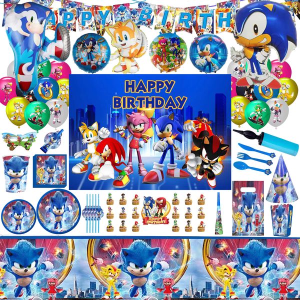 Sonic Birthday Party Decorations Supplies Pack of 205 pcs