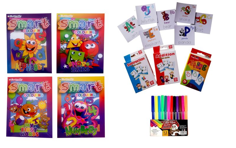 Maths Flash Cards, Telling Time, Educational Books and Traceable Alphabet