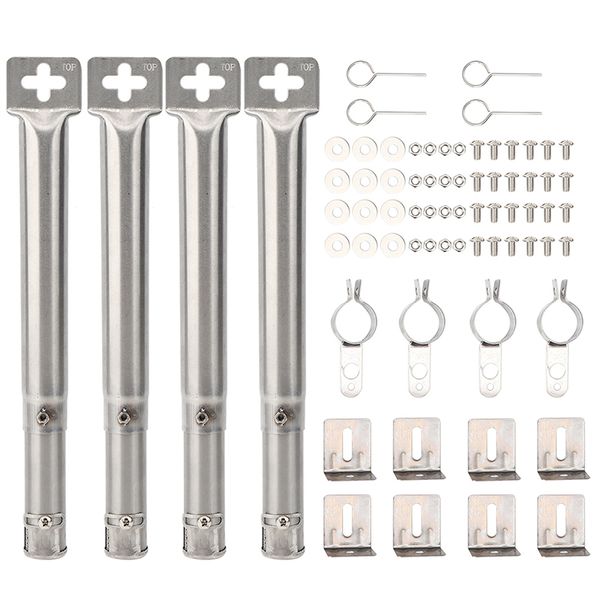 4Pcs Universal Adjustable Stainless Steel BBQ Gas Grill Replacement Straigh