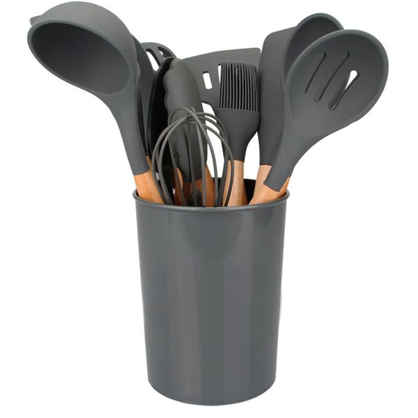 12-Piece Silicone Wooden Handle Set