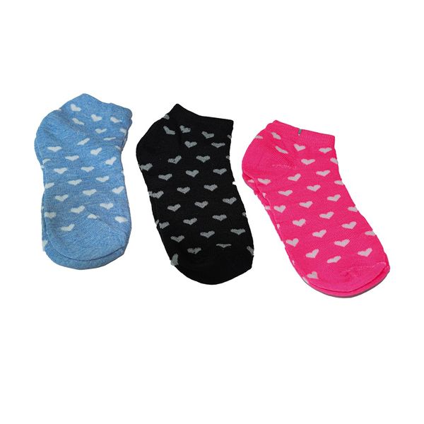 White Hearts Design Low Cut Comfortable Ankle Socks-3 Pairs