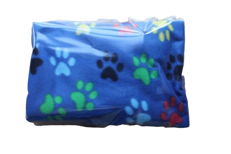 The NEAT Pet Blanket Polar Fleece - Blue with Multi Color Paws