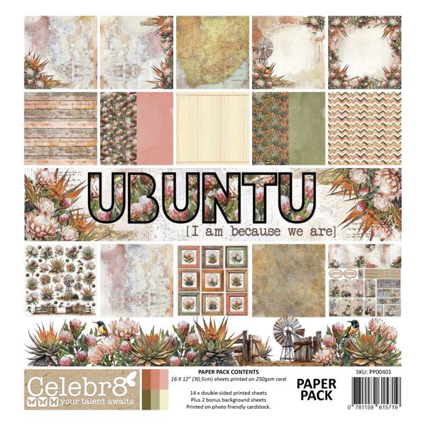 Unbuntu 12x12 Paper Pack (16 Sheets)